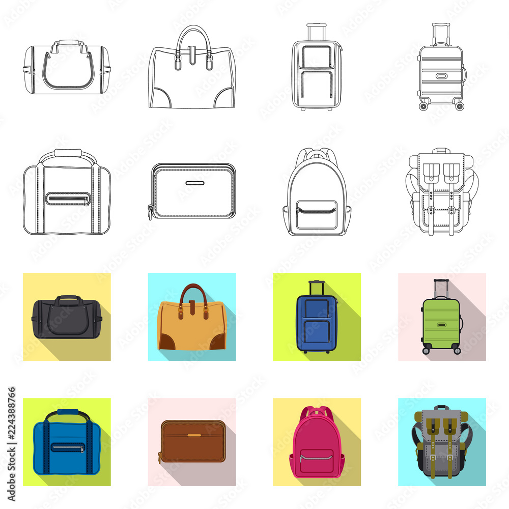 Vector illustration of suitcase and baggage icon. Collection of suitcase and journey vector icon for stock. Vector illustration of suitcase and baggage icon. Collection of suitcase and journey vector icon for stock.
