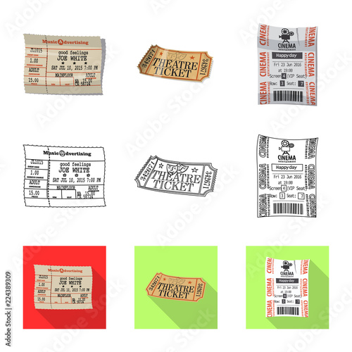 Vector design of ticket and admission logo. Set of ticket and event vector icon for stock.