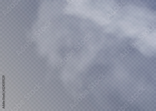 Fog or smoke isolated transparent special effect. White vector cloudiness, mist or smog background.