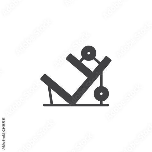 Leg press machine vector icon. filled flat sign for mobile concept and web design. training apparatus simple solid icon. Symbol, logo illustration. Pixel perfect vector graphics