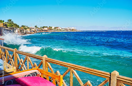 The strong waves at Dahab coast, Sinai, Egypt photo