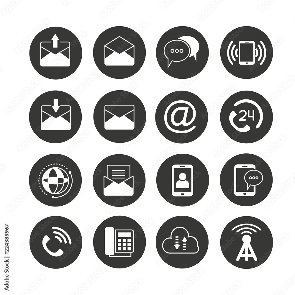 contact icon set in circle buttons contact icon set in circle buttons