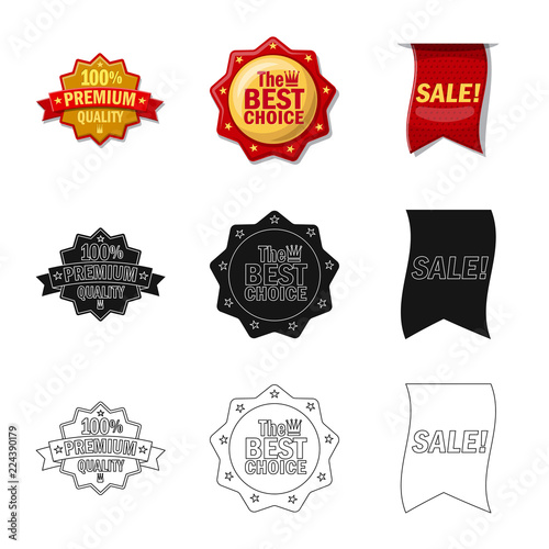 Vector design of emblem and badge symbol. Collection of emblem and sticker stock symbol for web.