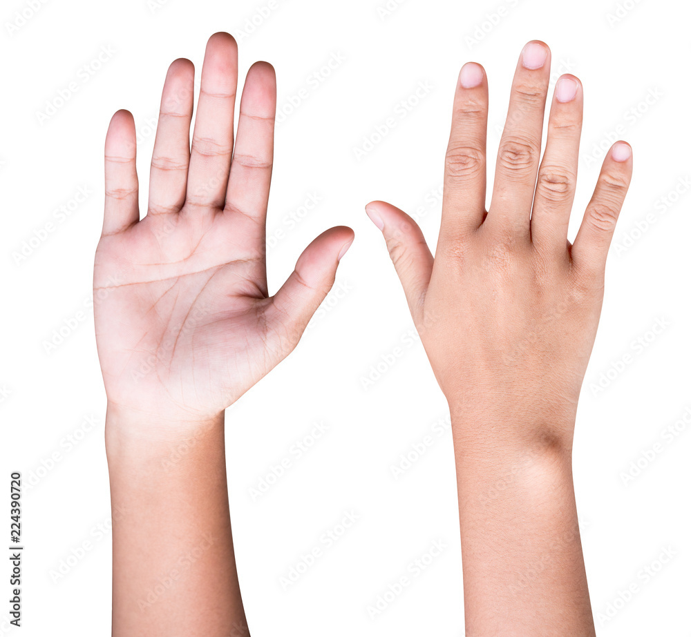 The hands look upright and upside down.