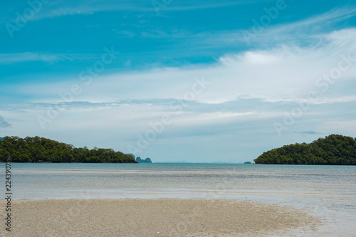 Beautiful scene of beach, ocean and island © crazybboy