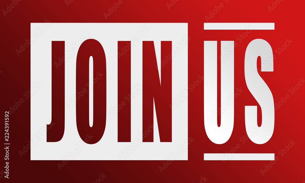Join Us - neat white text written on red background Join Us - neat white text written on red background