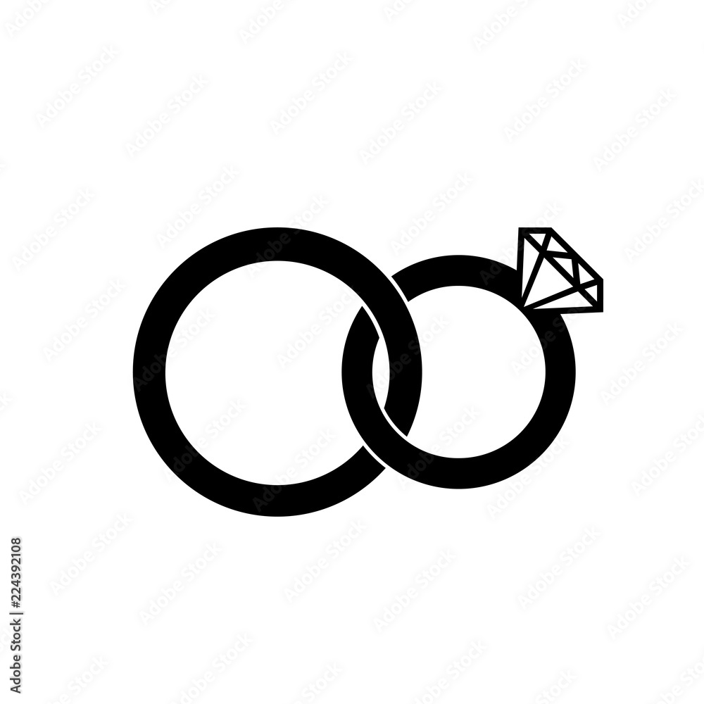 Marriage or engagement rings icon. Bridal rings for him and for her. Vector Illustration Marriage or engagement rings icon. Bridal rings for him and for her. Vector Illustration