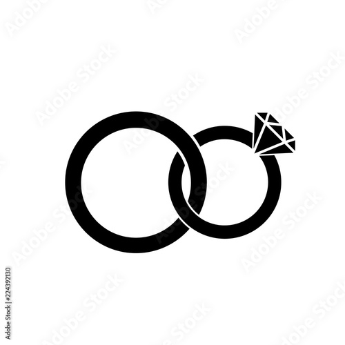 Marriage or engagement rings icon. Bridal rings for him and for her. Vector Illustration 