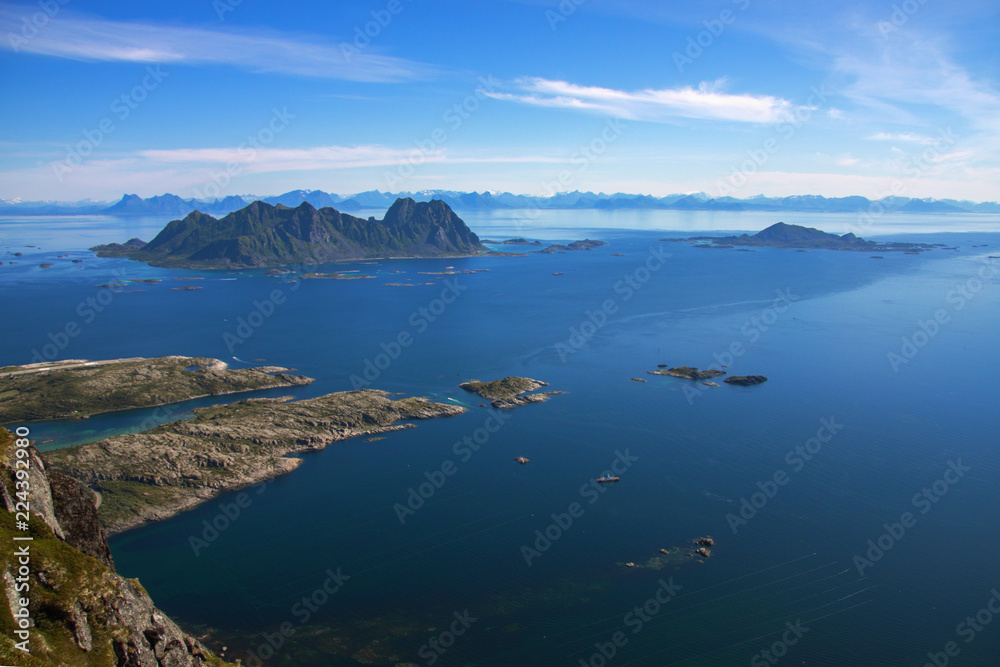 aerial view of island in the norway sea