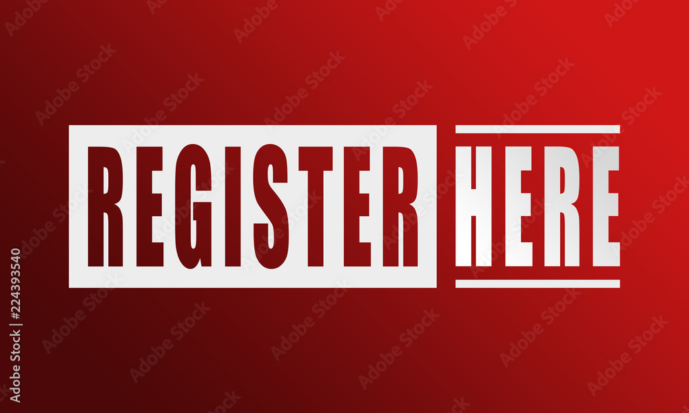 Register Here - neat white text written on red background