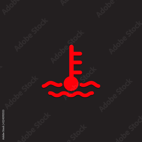 Car dashboard panel icon on a black background. Engine Cooling System