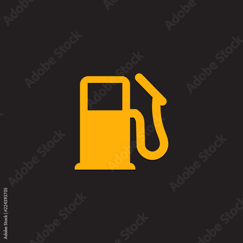 Car dashboard panel icon on a black background. Fuel level