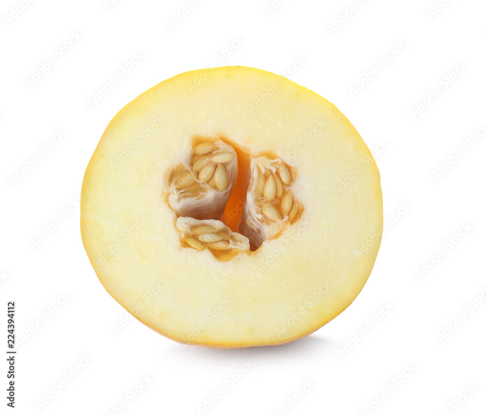 Piece of tasty ripe melon on white background Piece of tasty ripe melon on white background