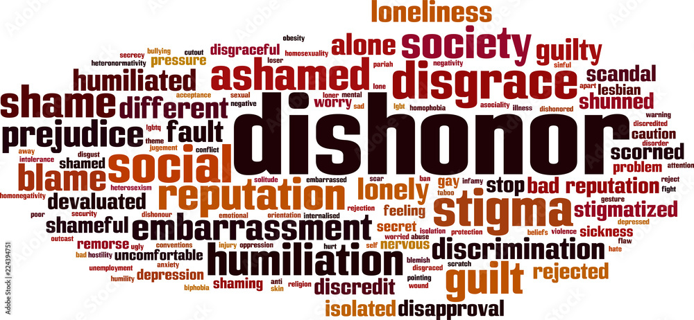 Obraz premium Dishonor word cloud