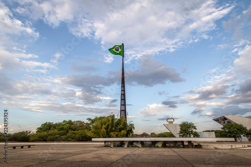 Three Powers Plaza (Praca dos Tres Poderes) and Brazilian Flag - Brasilia, Distrito Federal, Brazil photo