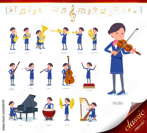 flat type Cabin attendant blue woman_classic music