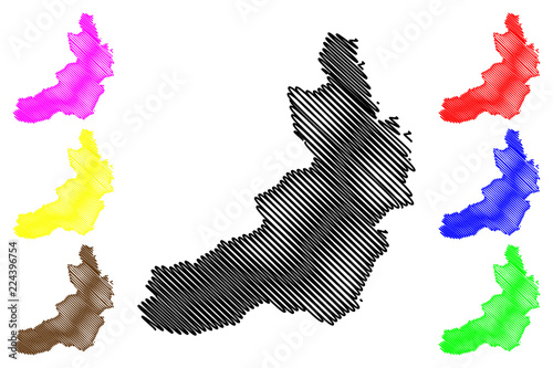 Zabaykalsky Krai (Russia, Subjects of the Russian Federation, Krais of Russia) map vector illustration, scribble sketch Zabaykalsky Krai map