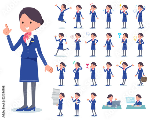flat type Cabin attendant blue woman_emotion