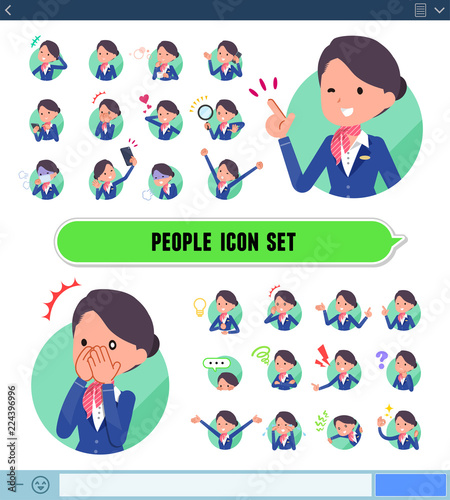 flat type Cabin attendant blue woman_icon