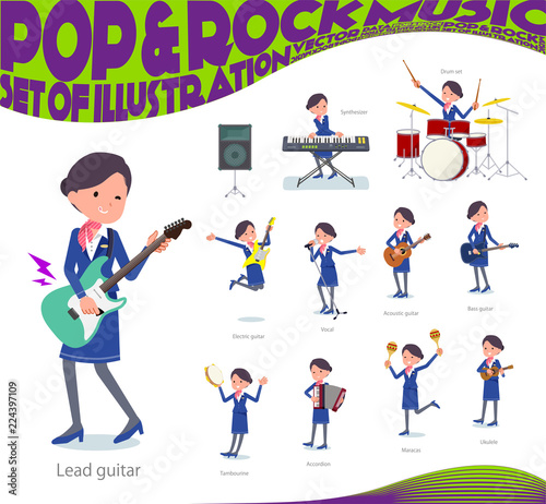 flat type Cabin attendant blue woman_pop music