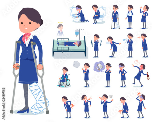 flat type Cabin attendant blue woman_sickness