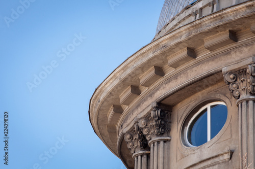 Architecture detail of old building in Varna, Bulgaria. Fragment of old building - Headquarter of the Bulgarian Navy