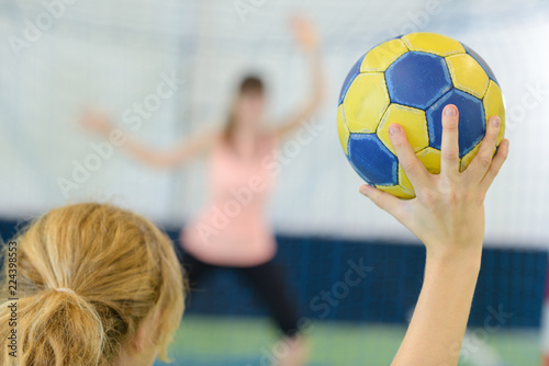 Woman playing handball