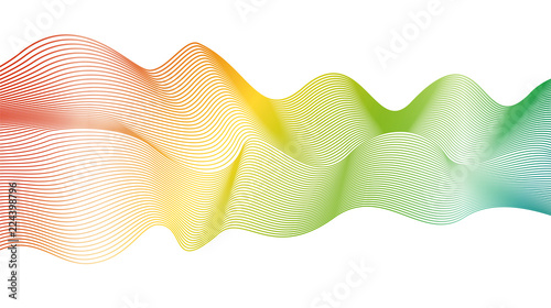 Abstract spectral wave pattern on white background. Vector rainbow waving lines. Line art design. Bright flowing glowing waves, ribbon imitation. EPS10 illustration