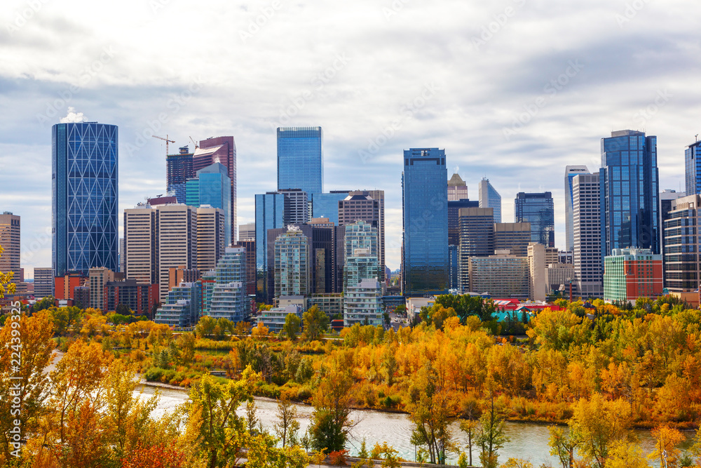Calgary Downtown Skyline in Autumn Colors