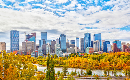 Calgary Downtown Skyline in Autumn Colors