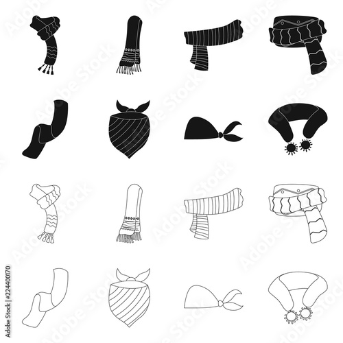 Vector illustration of scarf and shawl icon. Set of scarf and accessory vector icon for stock.