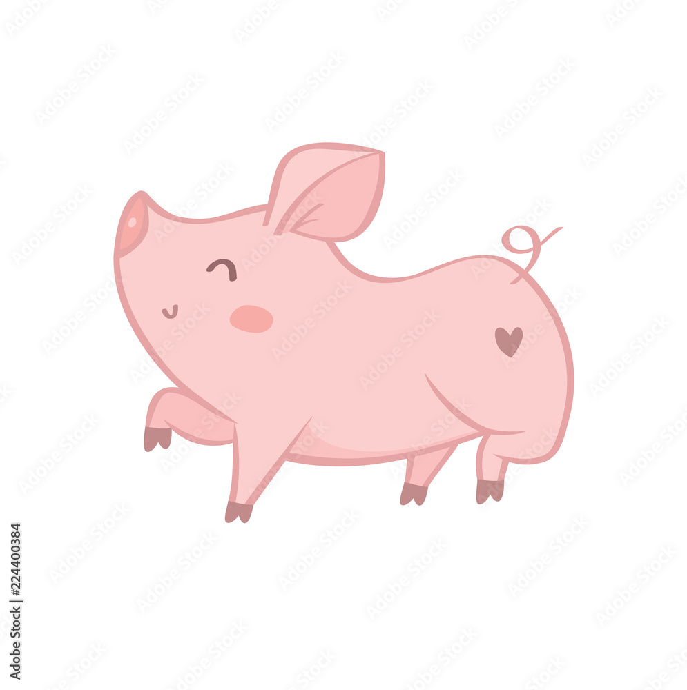 vector single pig character on white background vector single pig character on white background