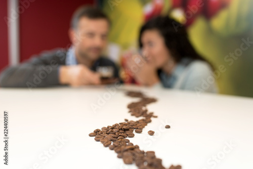 line of coffee beans photo