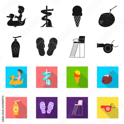 Isolated object of pool and swimming icon. Collection of pool and activity stock symbol for web.