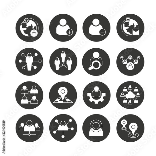 people network icon set in circle buttons © bigpa
