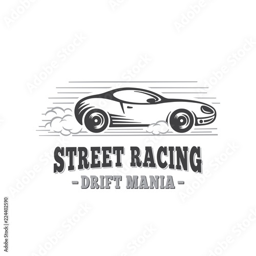 Street Racing Design Template. Drift mania. Vector and illustrations.