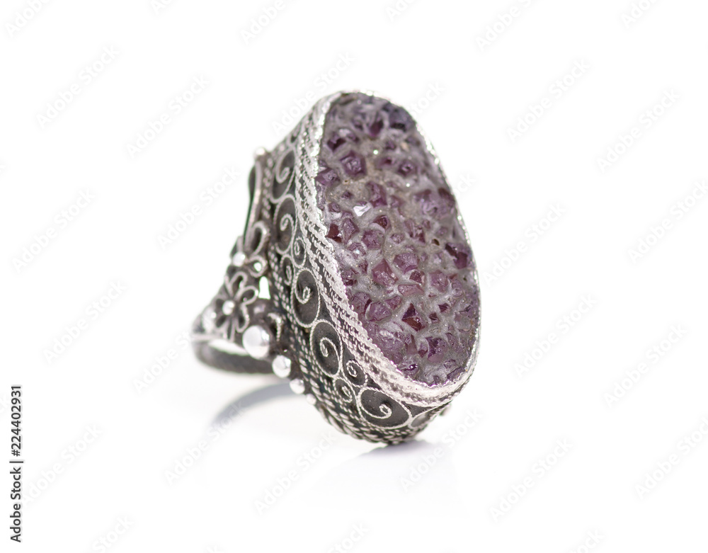 Ring jewerly stone bijouterie on white background isolation Ring jewerly stone bijouterie on white background isolation