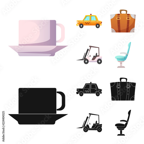 Isolated object of airport and airplane logo. Set of airport and plane stock vector illustration.