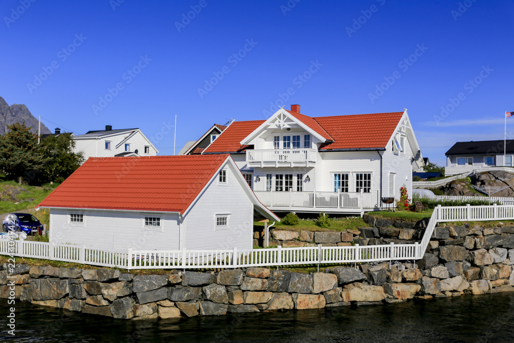 White houses in Lofoten Northern Norway