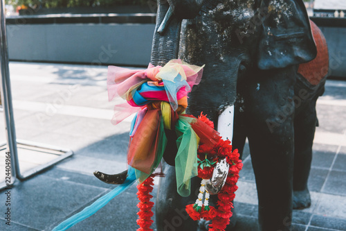 Photography Religion statues of elephants from  thailand