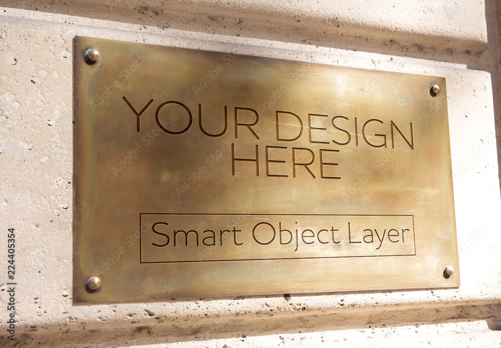 Metal Sign on Wall Mockup Stock Template Adobe Stock
