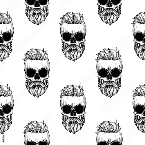 Seamless color pattern with skull