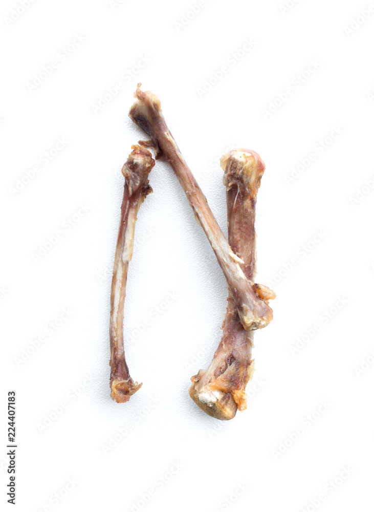 Fototapeta premium Fried chicken bones isolated on white background