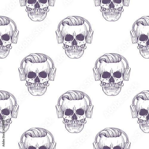 Seamless color pattern with skull