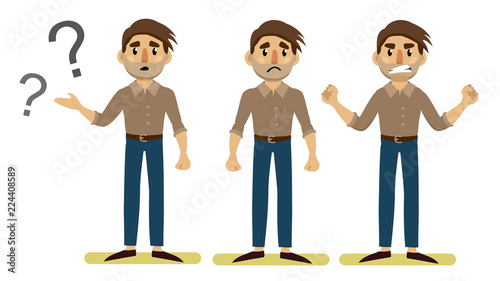 A man in different poses and with different emotions
