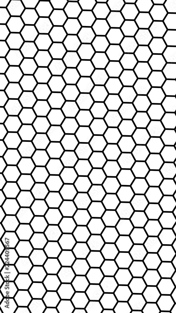 Naklejka premium Black honeycomb on a white background. Isometric geometry. Vertical image orientation. 3D illustration
