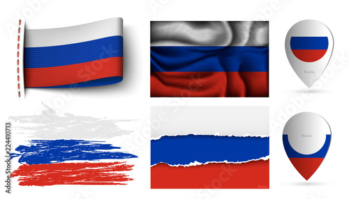 set of russia flags collection isolated