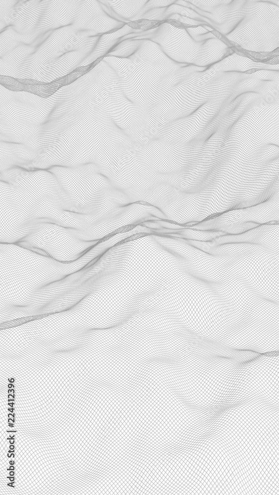 Abstract landscape on a white background. Cyberspace grid. Hi-tech network. 3d technology illustration Abstract landscape on a white background. Cyberspace grid. Hi-tech network. 3d technology illustration