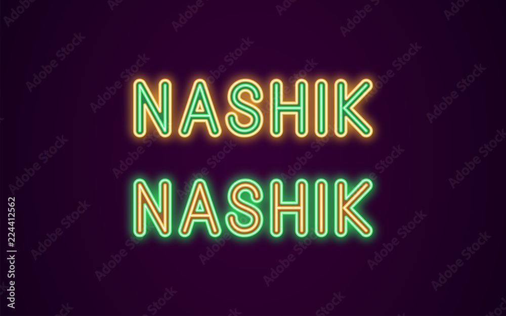 Neon name of Nashik city in India