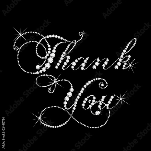 Thank you card in diamonds design vector